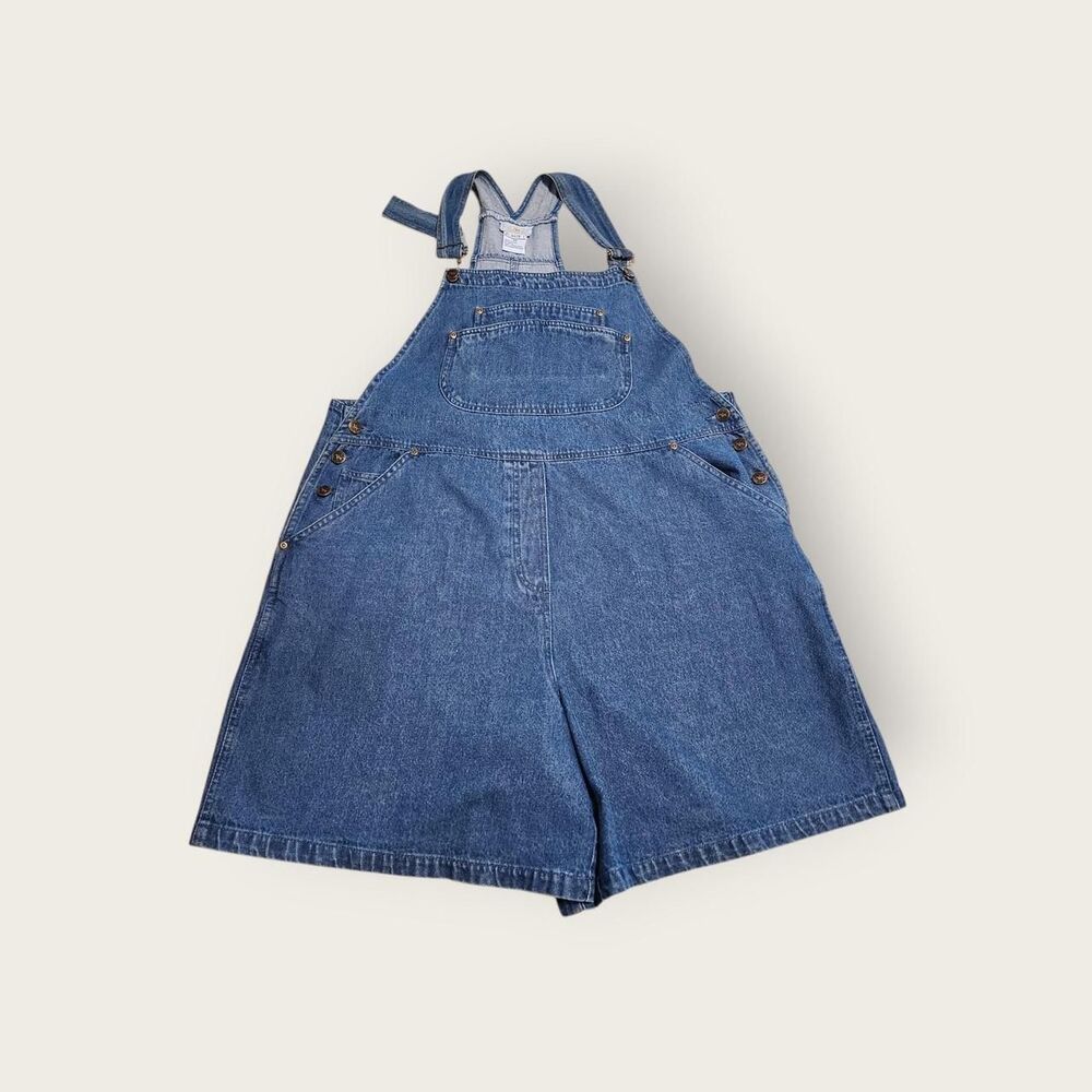 Source Unknown Blue Denim Short Overalls Romper